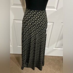 LuLaRoe L Black and Gold  Swirl Print Maxi Skirt